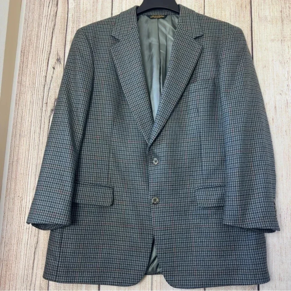 Brooks Brother mens Casual Blazer Wool Houndstooth Jacket Size 43R